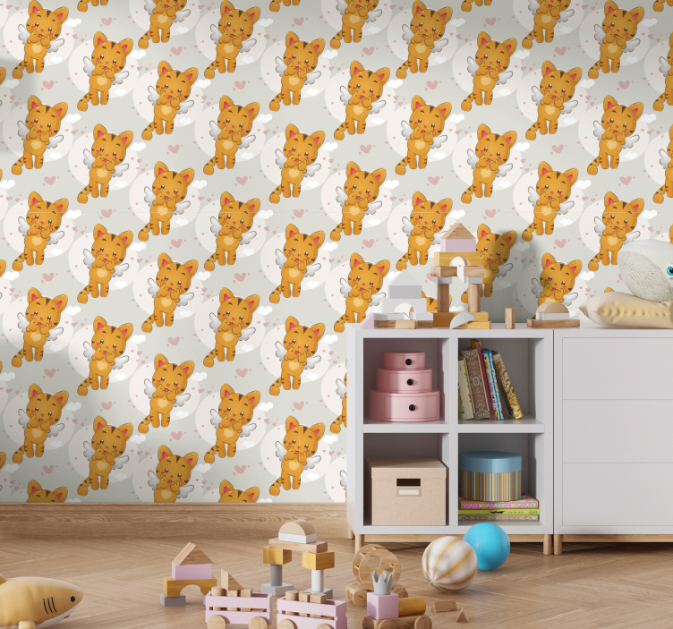 Cats wallpaper angelic cats design - TenStickers