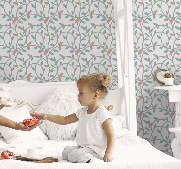 Retro floral scatter flowers wallpaper - TenStickers