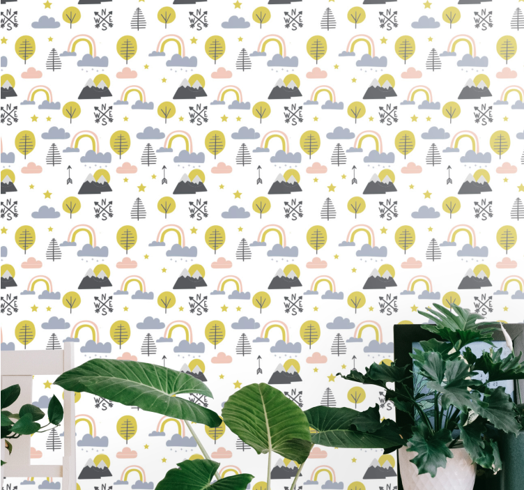Playful Nature Scene children's wallpaper - TenStickers