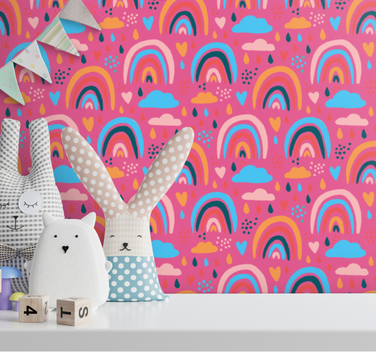 Playful Rainbow Patterns children's wallpaper - TenStickers