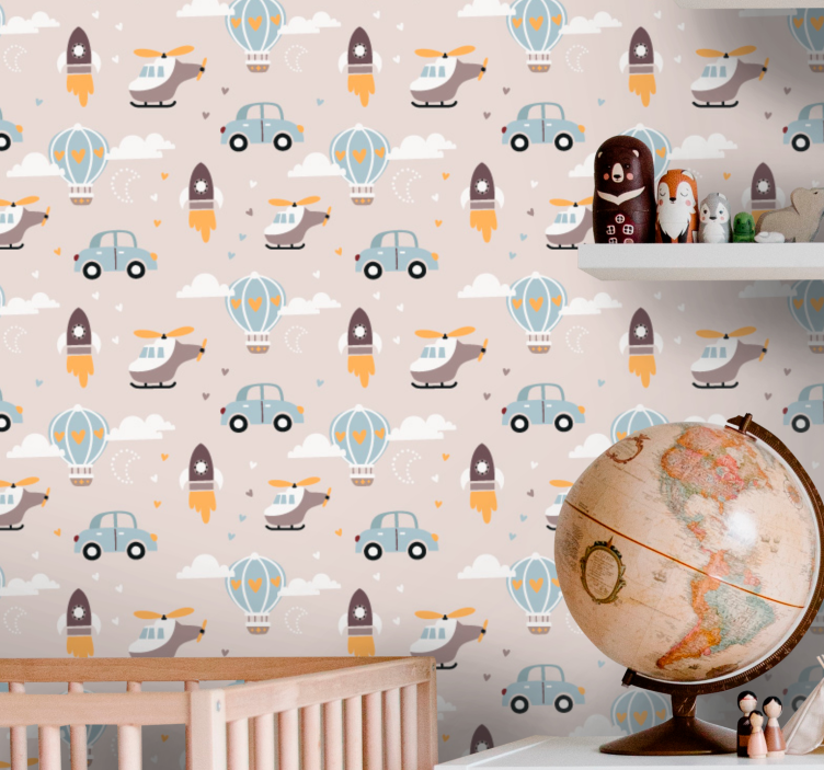 Playful Transportation children's wallpaper - TenStickers