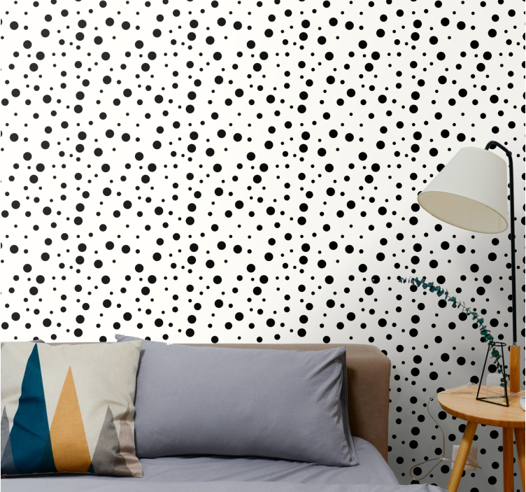 Polka dots wallpaper in black dots - TenStickers