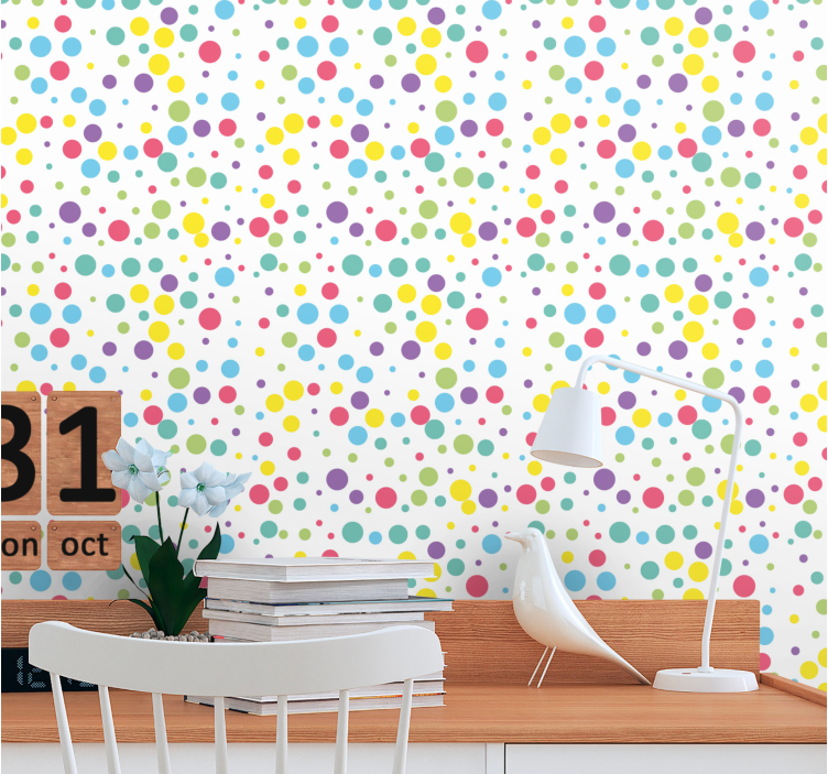 Polka dots wallpaper polka dot burst - TenStickers