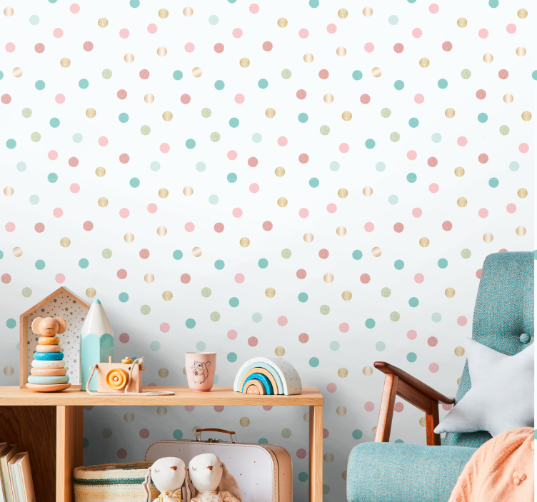 Polka dots wallpaper polka dot joy - TenStickers