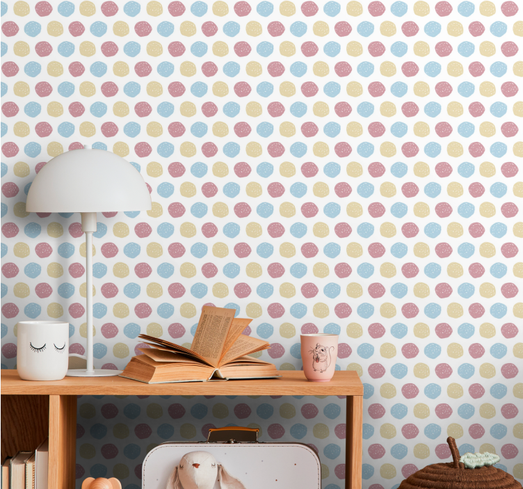 Polka dots wallpaper with polka dotted design - TenStickers