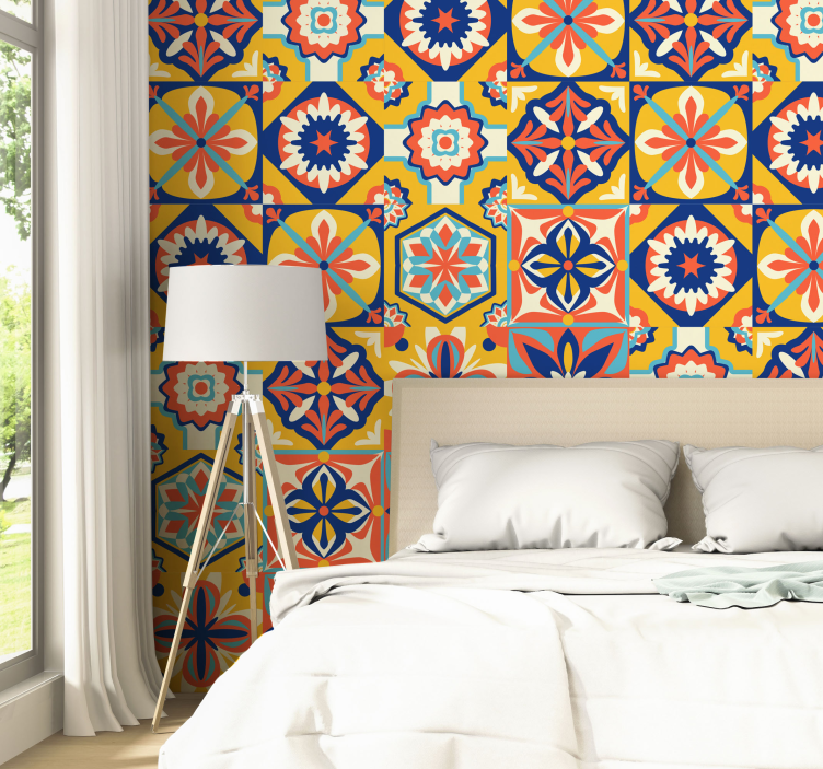 Psychedelic Pattern Ornamental Wallpaper - TenStickers