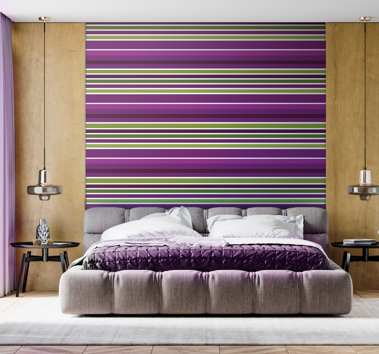 Stripe wallpaper Purple and green horizontal design - TenStickers