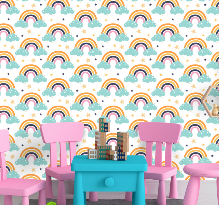 Rainbow Starry Sky children's wallpaper - TenStickers