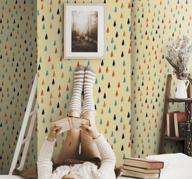 Raindrop Motif geometric wallpaper - TenStickers