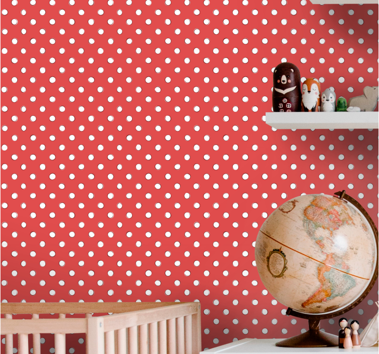 Red and white polka dots wallpaper - TenStickers