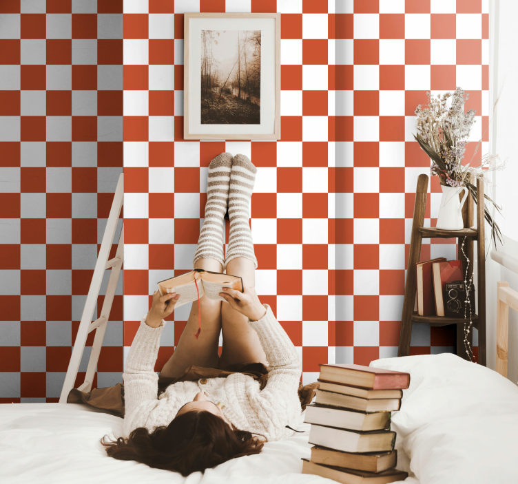 Red checkered square teenage wallpaper - TenStickers