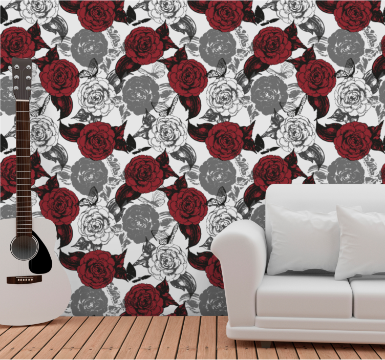 Red Floral Arrangement flowers wallpaper - TenStickers
