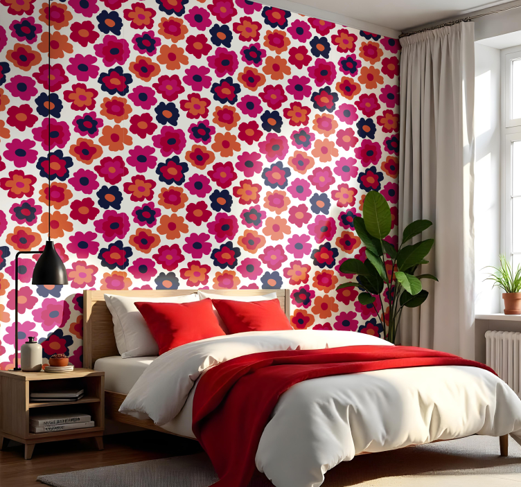 Red poppy flowers wallpaper - TenStickers