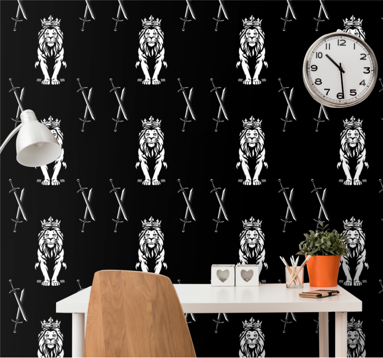 Regal Lions Pattern animals wallpaper - TenStickers