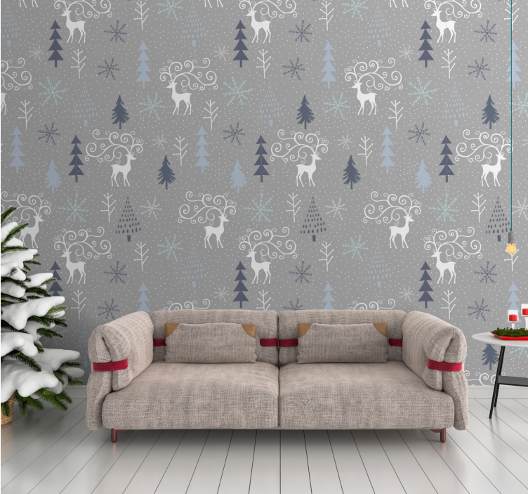 Reindeer Festive Motif holiday christmas wallpaper - TenStickers