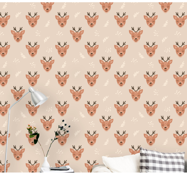 Reindeer Pattern animals wallpaper - TenStickers