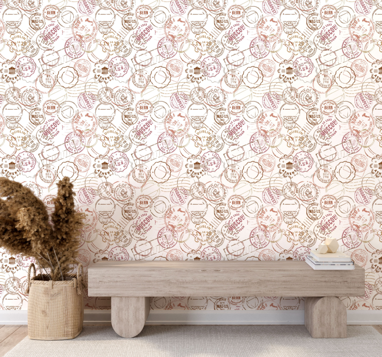 Retro stamps vintage wallpaper - TenStickers
