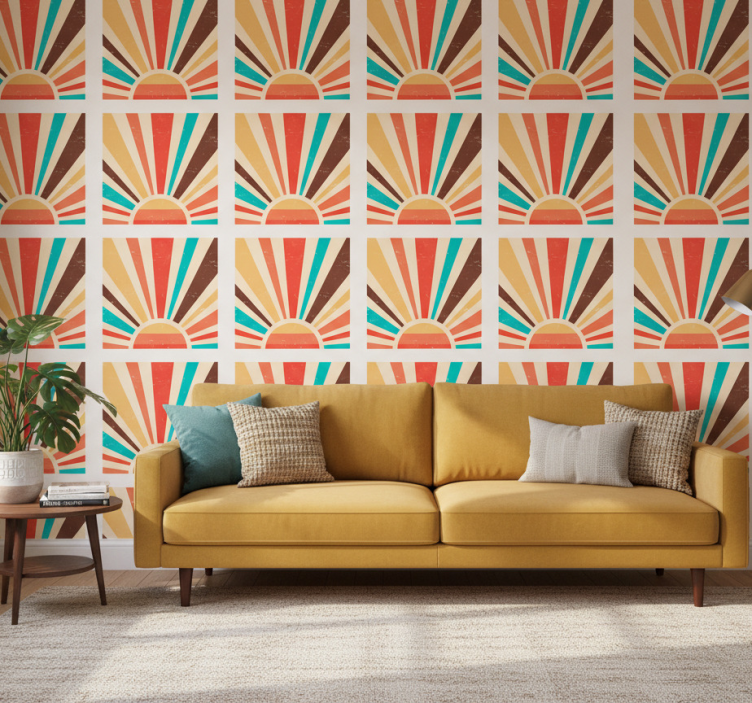 Retro wallpaper abstract vintage sunset - TenStickers