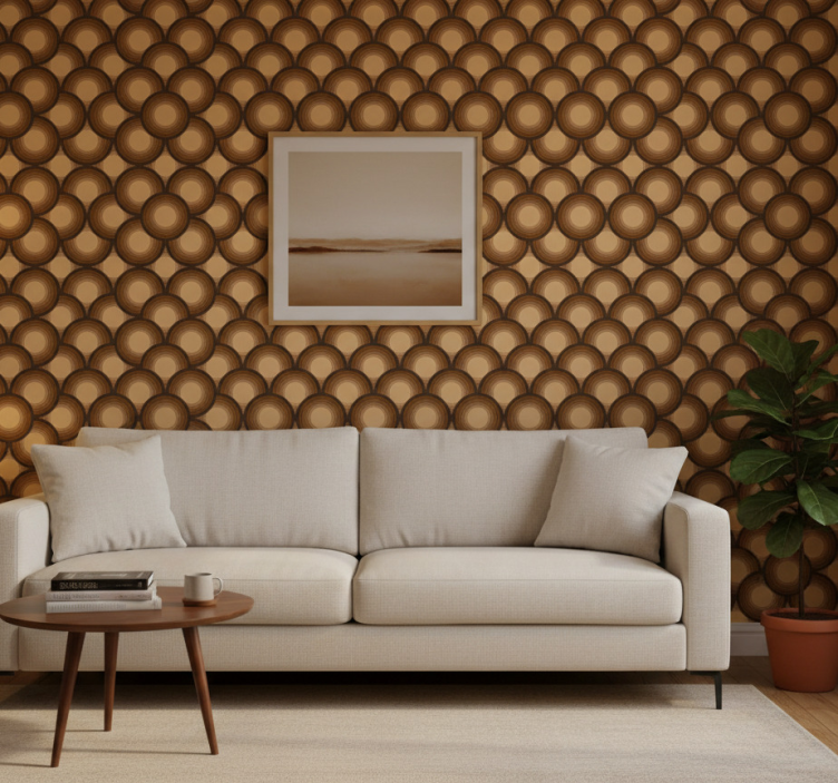 Retro wallpaper brown suns - TenStickers