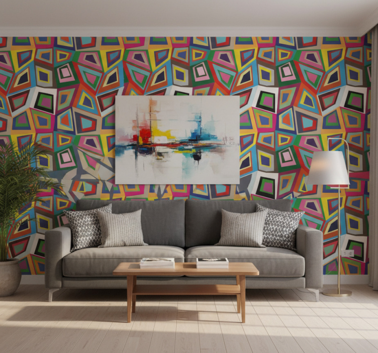 Retro wallpaper colorful irregular squares - TenStickers
