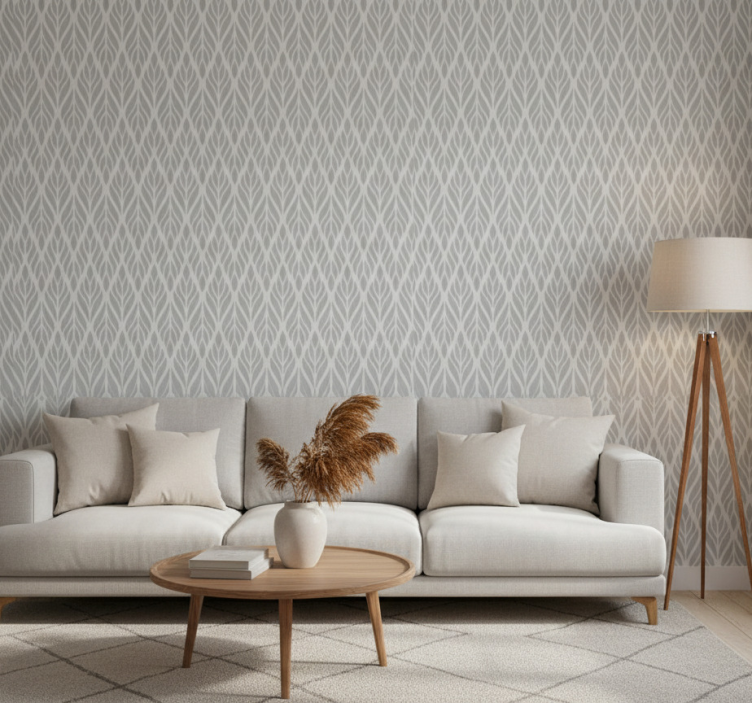 Retro wallpaper ethnic floral grey design - TenStickers