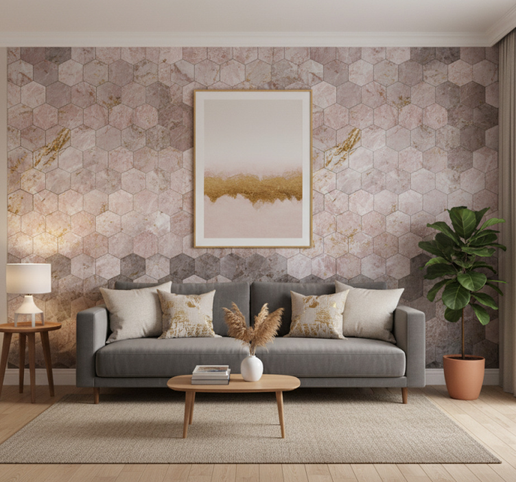 Retro wallpaper hexagonal pattern ombre effect - TenStickers