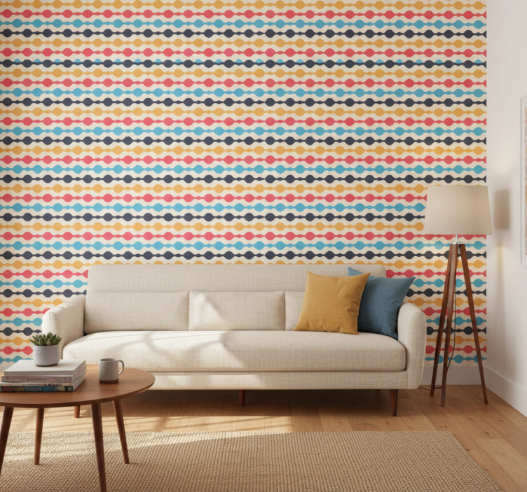 Retro wallpaper in vibrant retro lines - TenStickers