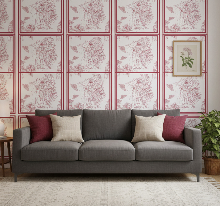 Retro wallpaper rustic landscape design - TenStickers