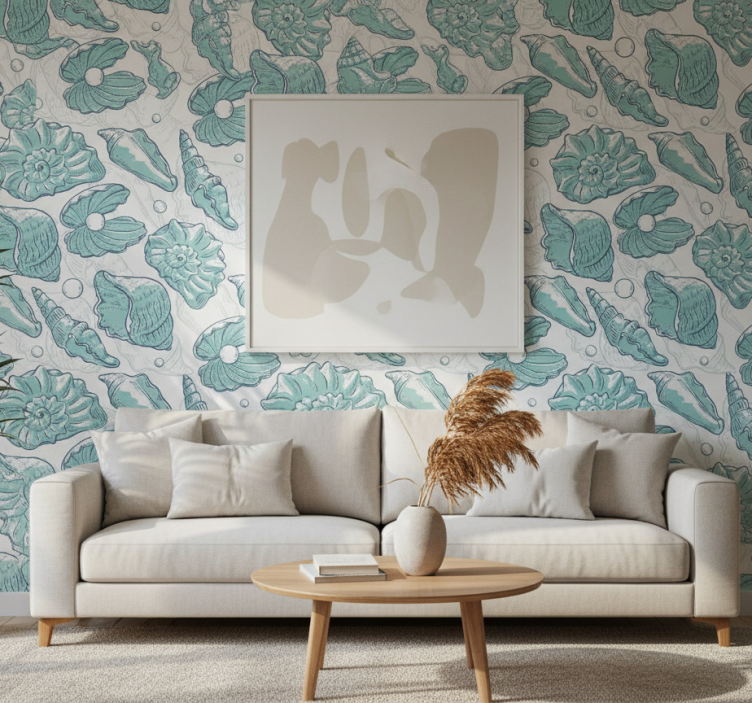 Retro wallpaper with marine life illustrations - TenStickers