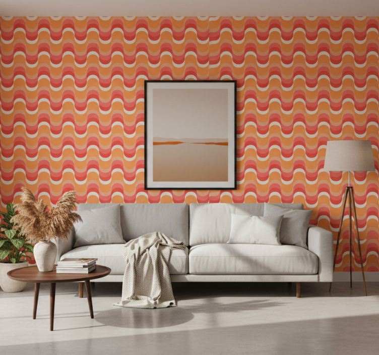 Retro wallpaper with vibrant wave design - TenStickers
