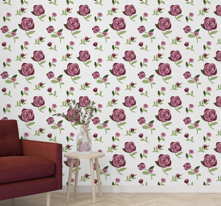 Rose Pattern Design flowers wallpaper - TenStickers