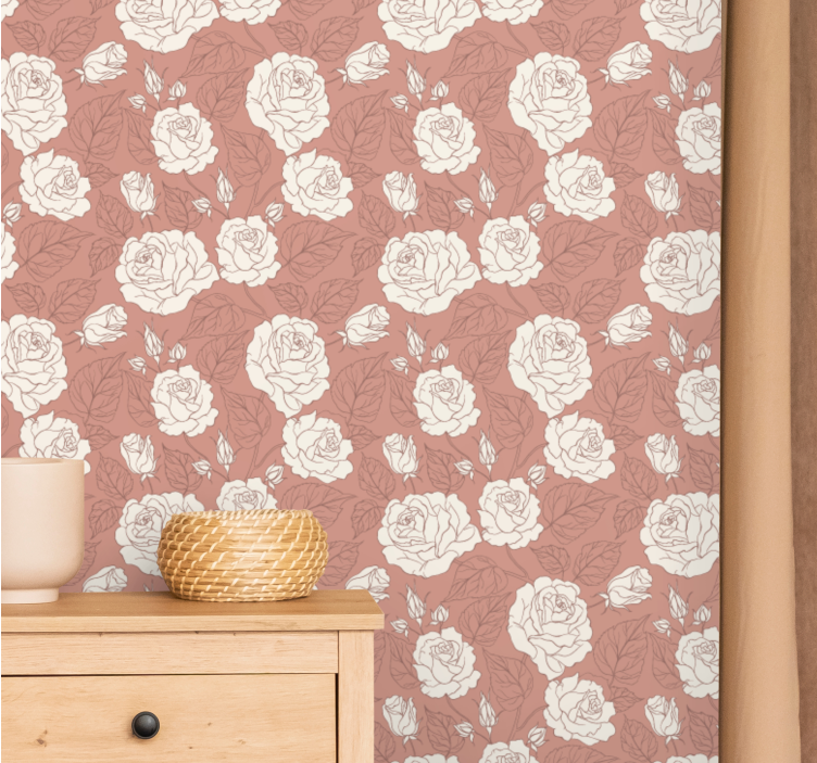 Rose petal pattern flowers wallpaper - TenStickers