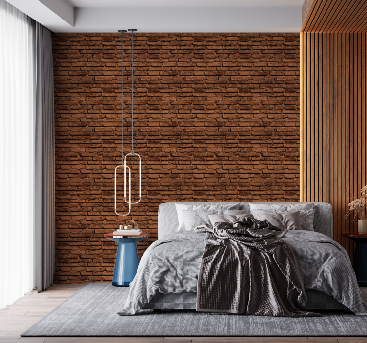 Rustic brown pattern bricks wallpaper - TenStickers