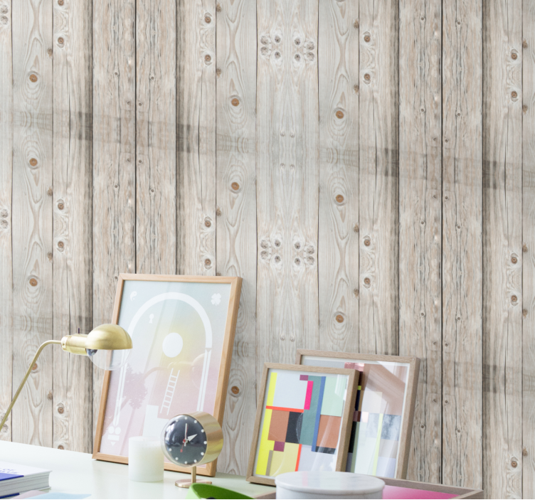 Rustic Plank Simulation wood effect wallpaper - TenStickers