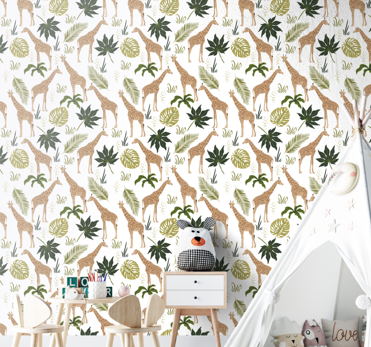 Safari Giraffe Theme animals wallpaper - TenStickers