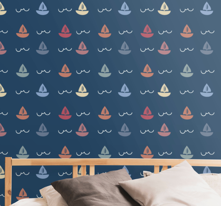 Sailing boats motif children's wallpaper - TenStickers