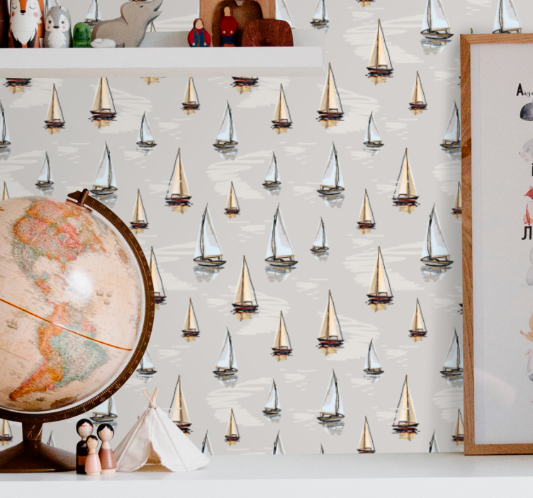 Sailing Boats Pattern city wallpaper - TenStickers
