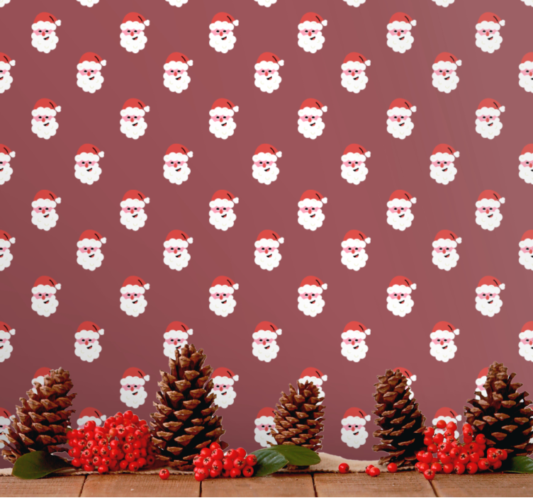 Santa Claus Pattern holiday christmas wallpaper - TenStickers
