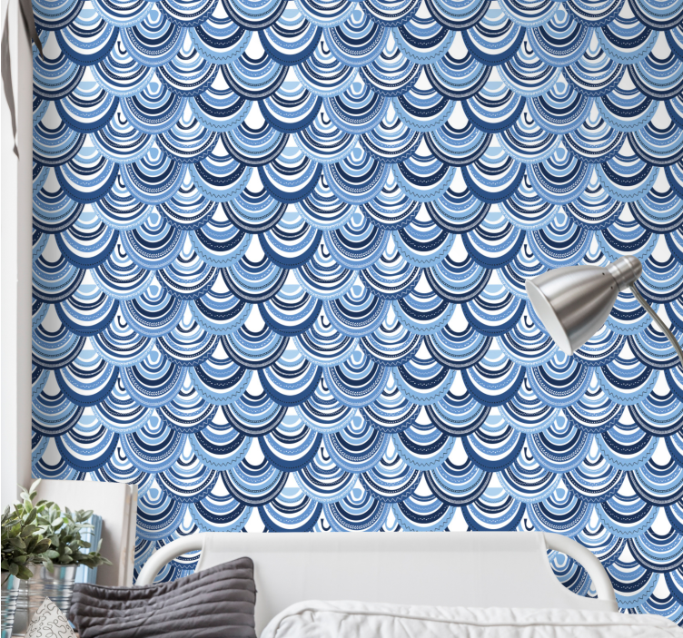 Scallop Pattern geometric wallpaper - TenStickers