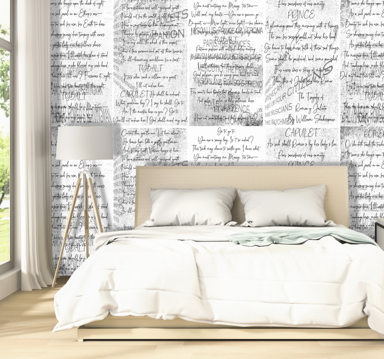 Handwritten Shakespeare's Lovers quotes white wallpaper - TenStickers