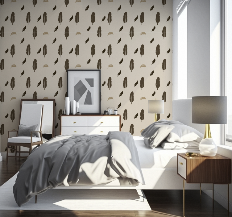 Simple Feathers Pattern wallpaper - TenStickers