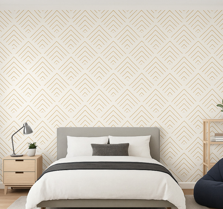 Simplistic geometric chevrons teenage bedroom wallpaper - TenStickers