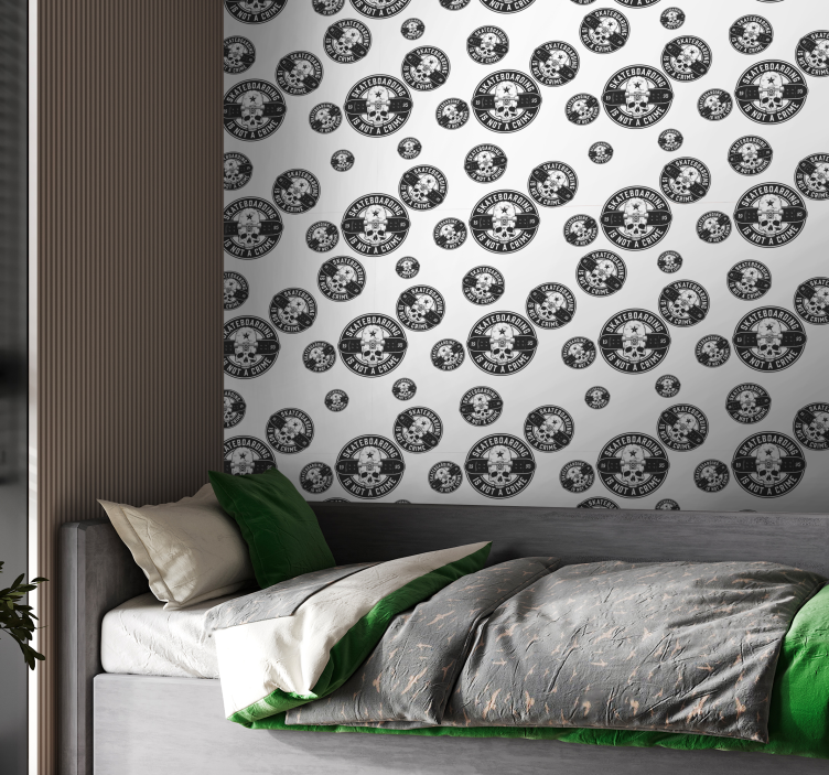 Skate crime pattern wallpaper - TenStickers