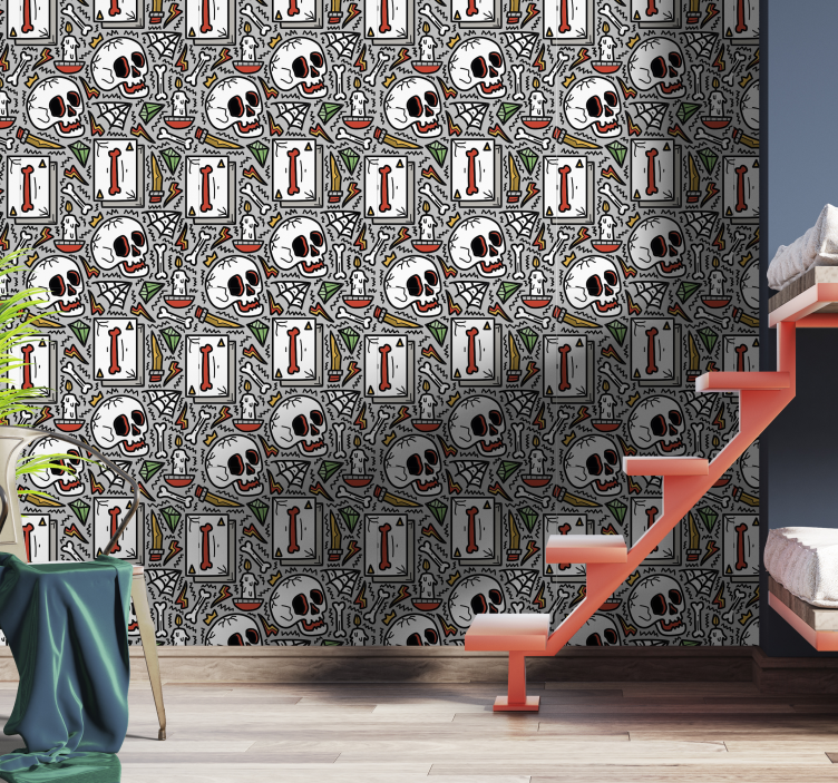 Skull graffiti teenage wallpaper - TenStickers