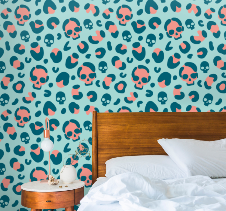 Skulls Pattern cute halloween wallpaper - TenStickers