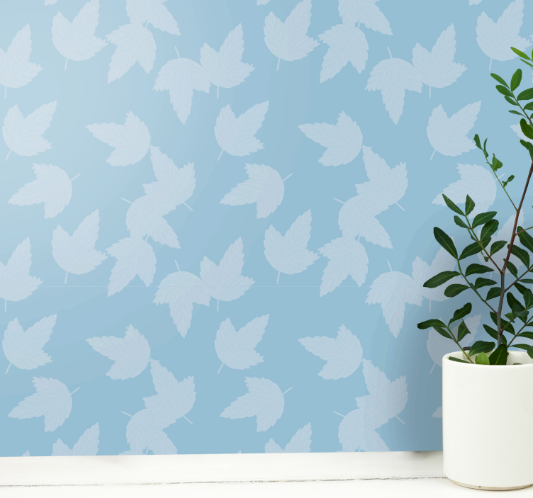 Soft blue pattern leaves wallpaper - TenStickers
