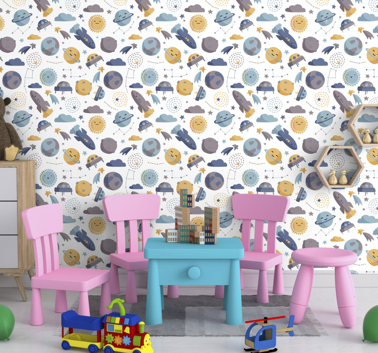 Space-themed nursery wallpaper - TenStickers