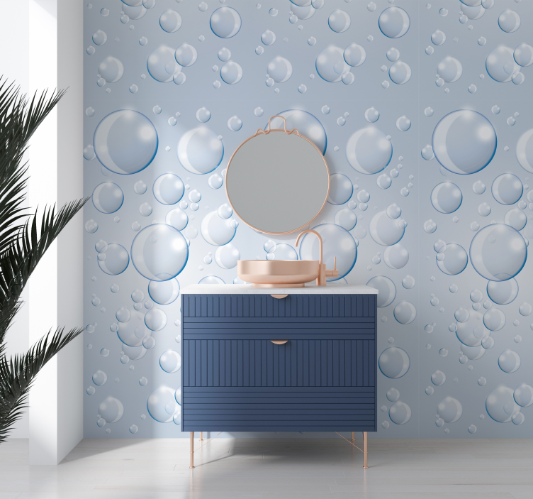 Spherical Bubbles Motif Bathroom wallpaper - TenStickers