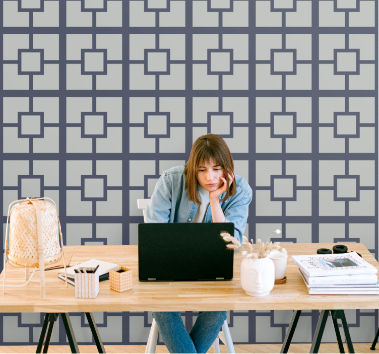 Square pattern layout wallpaper office - TenStickers
