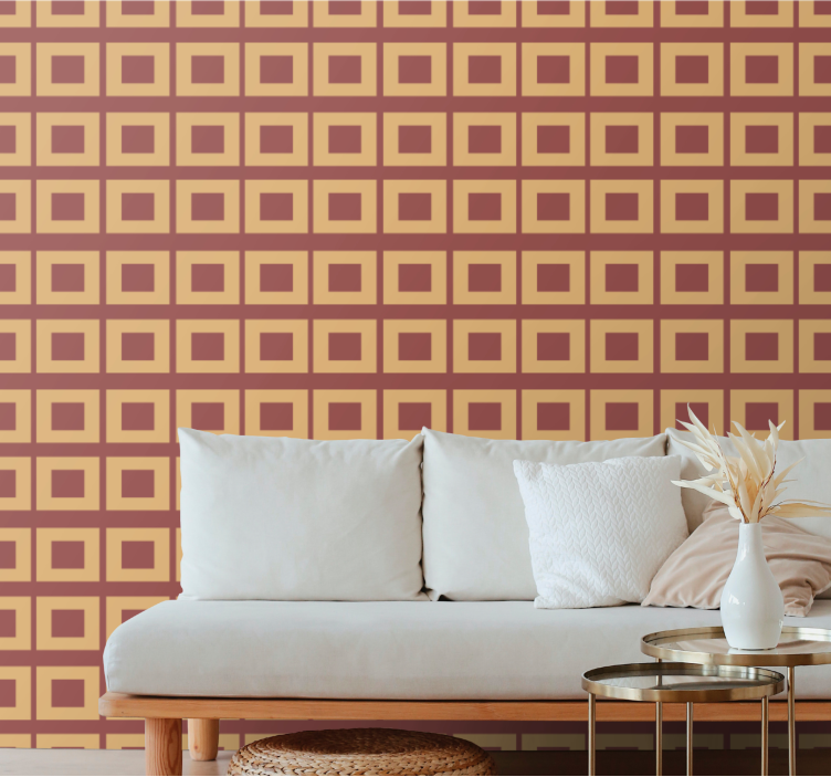 Retro geometric blocks wallpaper squares - TenStickers